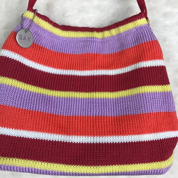 The Sak Orange Red Purple Striped Small Handbag - Picture 8 of 8